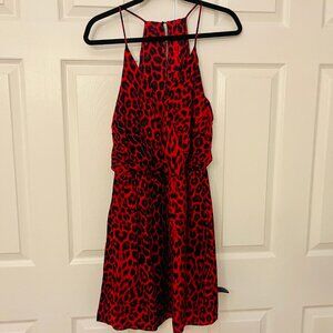 NWT Parker Red Silk Leapord Print D